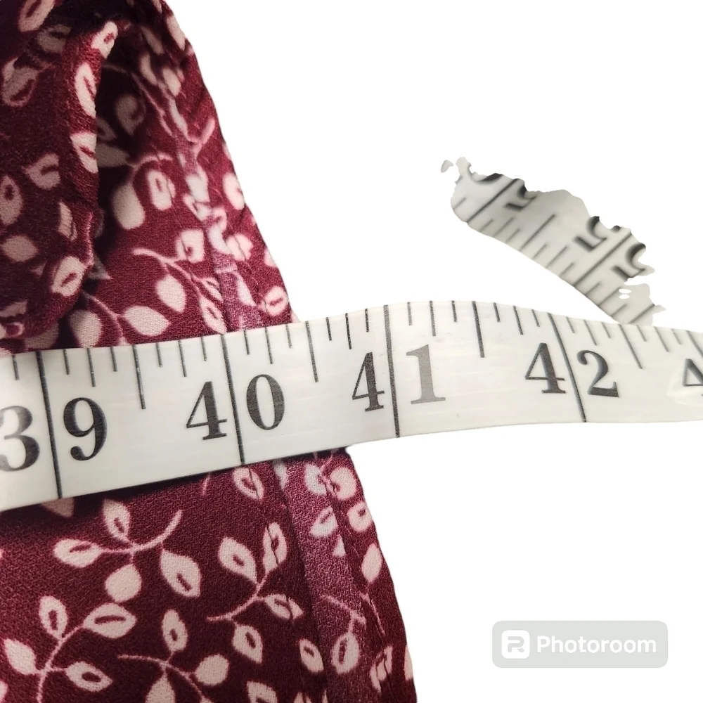 Draper James RSVP Burgundy/White Ditsy Print Smocked Waist Aline Dress Sz. Med - Picture 7 of 9